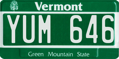 VT license plate YUM646