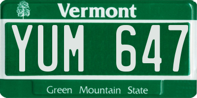 VT license plate YUM647