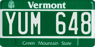 VT license plate YUM648