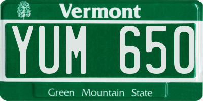 VT license plate YUM650