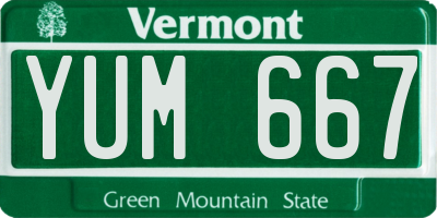 VT license plate YUM667