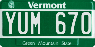 VT license plate YUM670