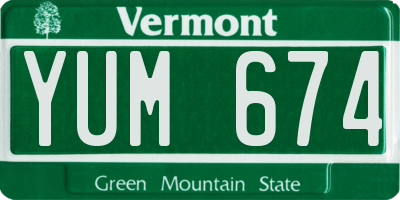VT license plate YUM674