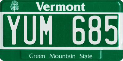 VT license plate YUM685