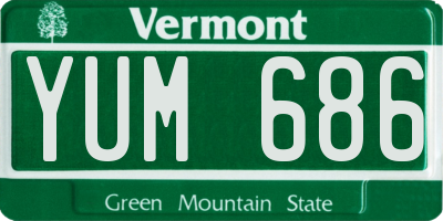 VT license plate YUM686