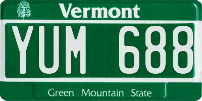 VT license plate YUM688