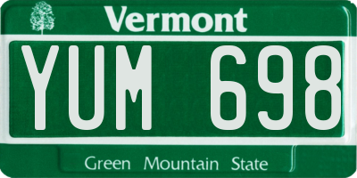 VT license plate YUM698