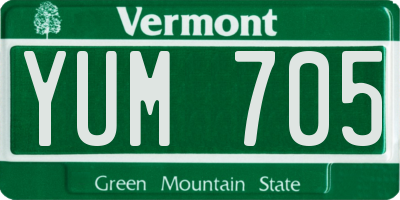 VT license plate YUM705
