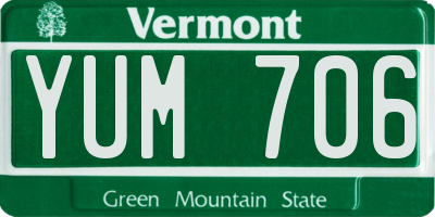 VT license plate YUM706