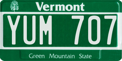 VT license plate YUM707