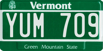 VT license plate YUM709