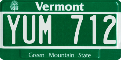 VT license plate YUM712