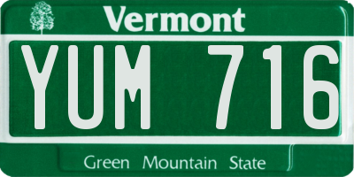 VT license plate YUM716