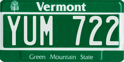 VT license plate YUM722