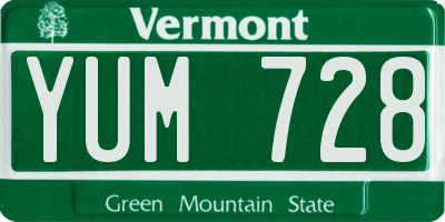 VT license plate YUM728