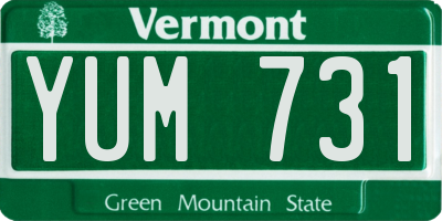 VT license plate YUM731