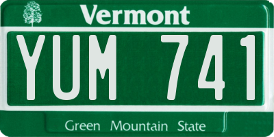 VT license plate YUM741