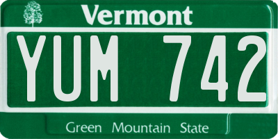 VT license plate YUM742