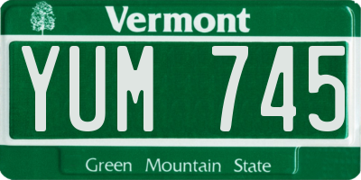 VT license plate YUM745