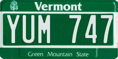 VT license plate YUM747
