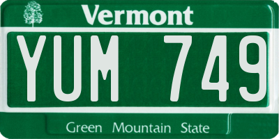 VT license plate YUM749