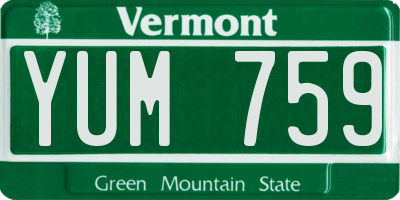 VT license plate YUM759