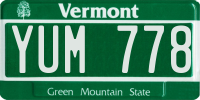 VT license plate YUM778