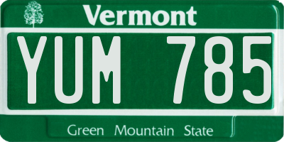 VT license plate YUM785