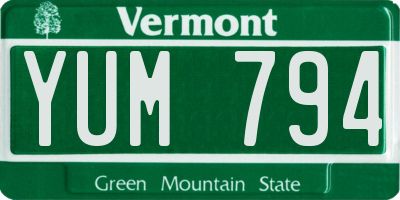 VT license plate YUM794