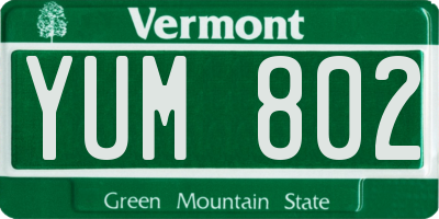 VT license plate YUM802