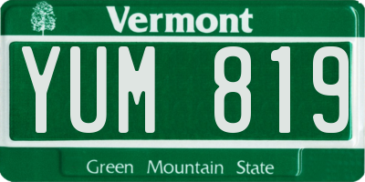 VT license plate YUM819