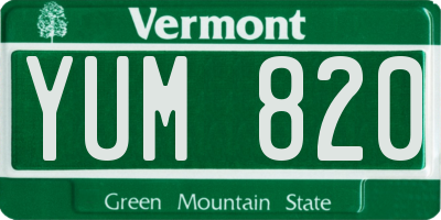 VT license plate YUM820
