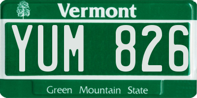 VT license plate YUM826