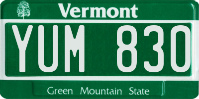 VT license plate YUM830