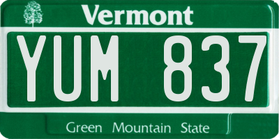 VT license plate YUM837
