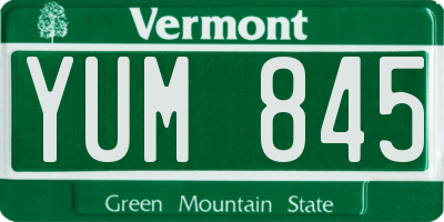 VT license plate YUM845