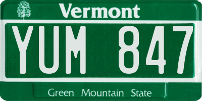 VT license plate YUM847