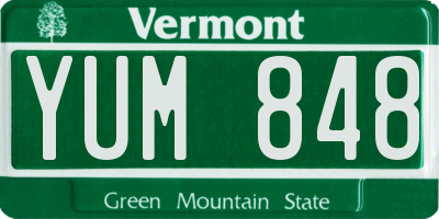 VT license plate YUM848