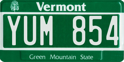 VT license plate YUM854