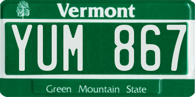 VT license plate YUM867