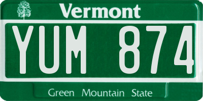 VT license plate YUM874