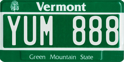 VT license plate YUM888