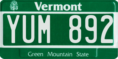VT license plate YUM892