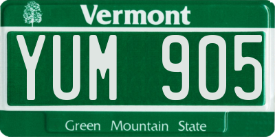 VT license plate YUM905