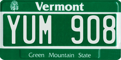 VT license plate YUM908