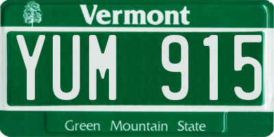 VT license plate YUM915