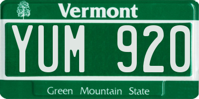 VT license plate YUM920