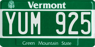VT license plate YUM925