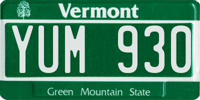 VT license plate YUM930