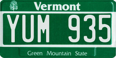 VT license plate YUM935